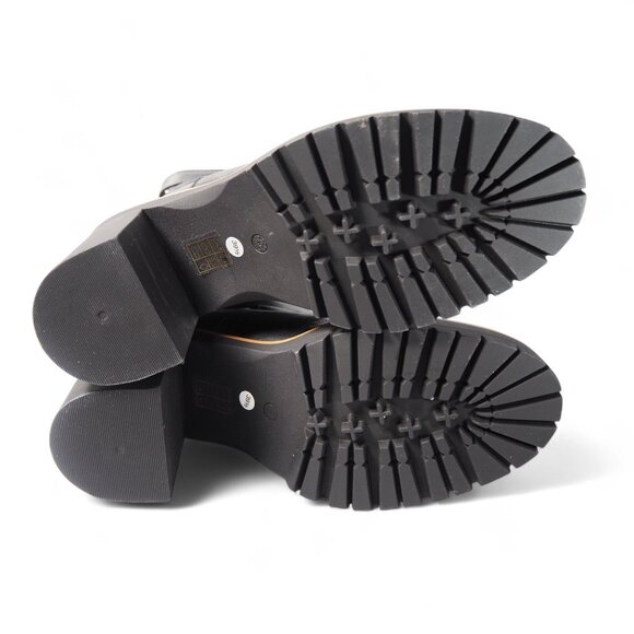 Free People Jesse Cutout Platform Chunky Heel Boots Women's 9/39.5 Black Leather - Picture 8 of 12